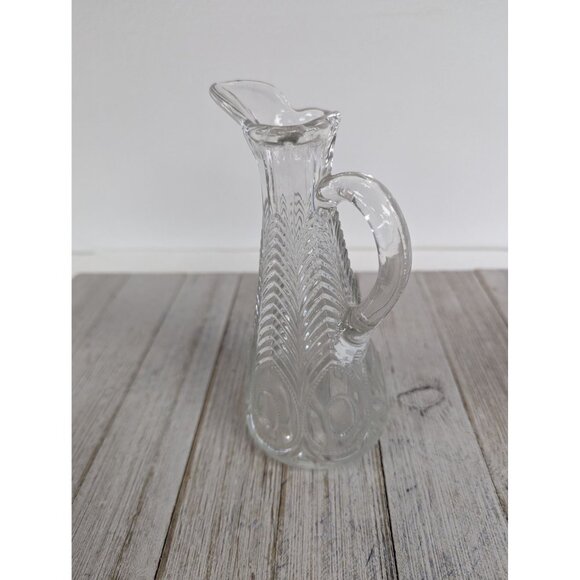 1902 EAPG Georgia Pattern Peacock Eye Feather Cut Glass Cruet Oil No Stopper - Picture 2 of 7